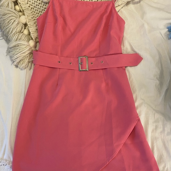 City Sleek Pink Belted Mini Dress - Picture 4 of 4